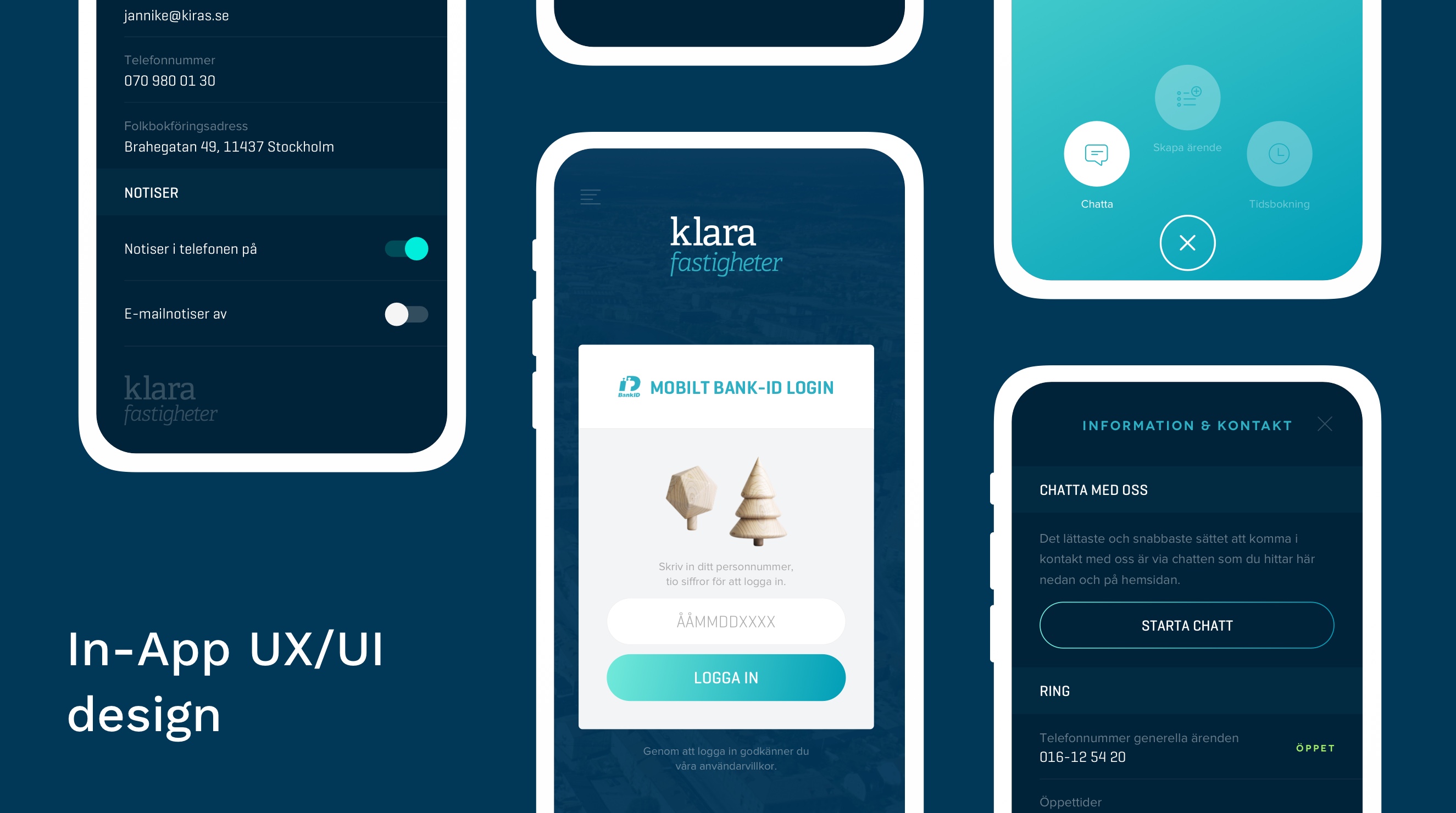 Klara Fastigheter app UX/UI design